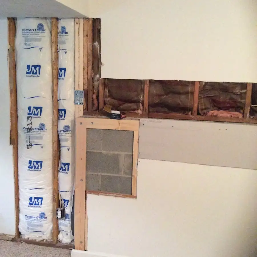 Wall insulation replacement during Basement Flood Cleanup in Shawnee